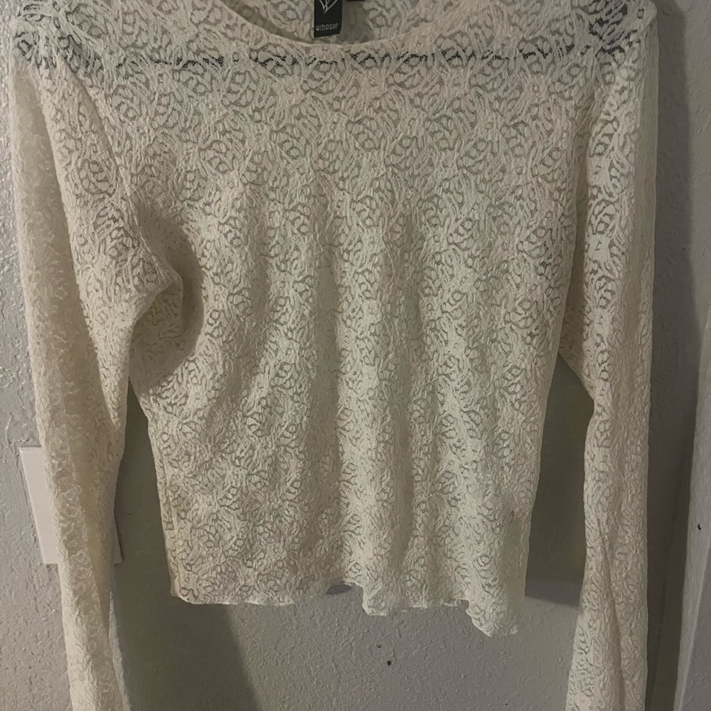 Windsor White Lace Long Sleeve Top
